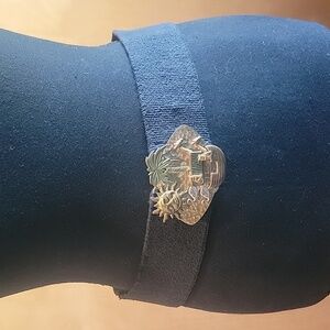 Vintage Elastic Fabric Belt with Metal Decorative Buckle, approx. 30 inch long